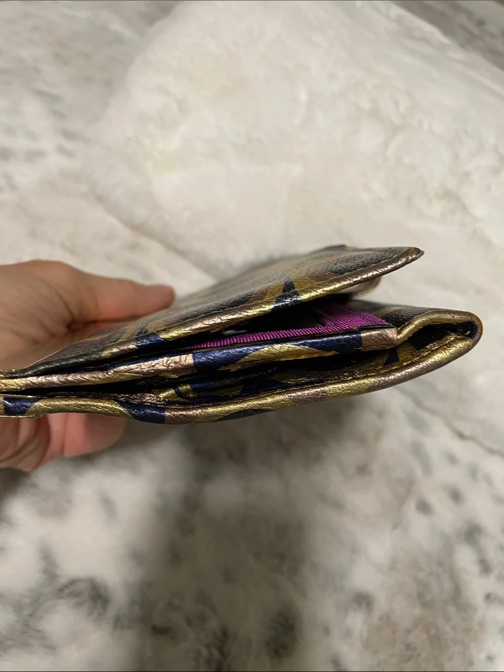 Hobo Gold and Black Geometric Circle Wallet Clutch